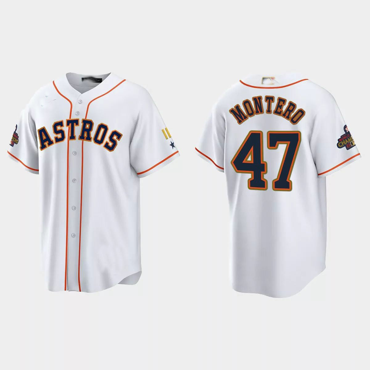 #47 Rafael Montero Houston Astros 2023 Gold Program Jersey ¨C White Stitches Baseball Jerseys