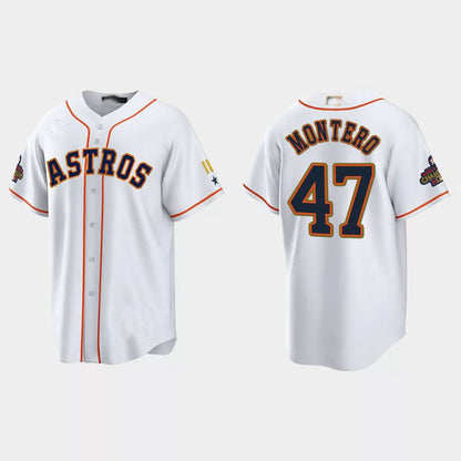 #47 Rafael Montero Houston Astros 2023 Gold Program Jersey ¨C White Stitches Baseball Jerseys