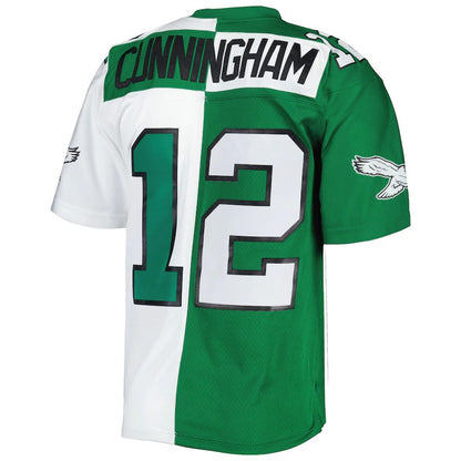 Philadelphia Eagles #12 Randall Cunningham Mitchell & Ness 1990 Split Legacy Replica Jersey  Stitched American Football Jerseys