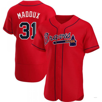 Atlanta Braves #31 Greg Maddux Red Alternate Jersey Stitches Baseball Jerseys