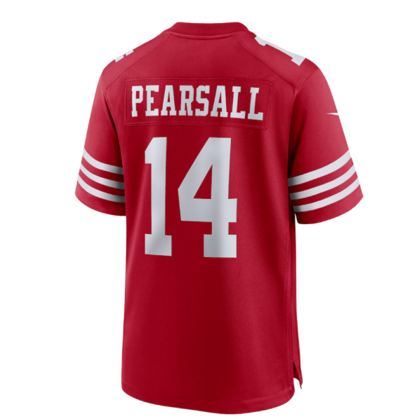 San Francisco 49ers #14 Ricky Pearsall 2024 Draft First Round Pick Player Game Jersey - Scarlet American Football Jerseys