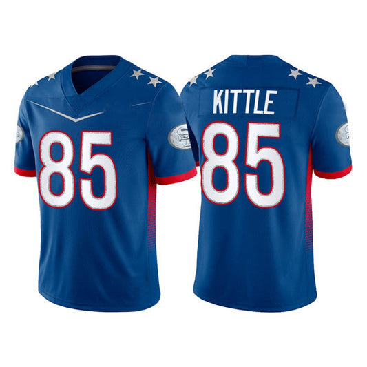 San Francisco 49ers #85 George Kittle 2022 Royal Pro Bowl Stitched Jersey American Football Jersey