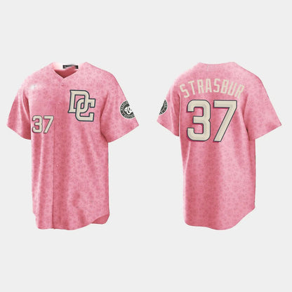 #37 STEPHEN STRASBURG WASHINGTON NATIONALS CITY CONNECT SPECIAL EDITION JERSEY ¨C PINK Baseball Jerseys