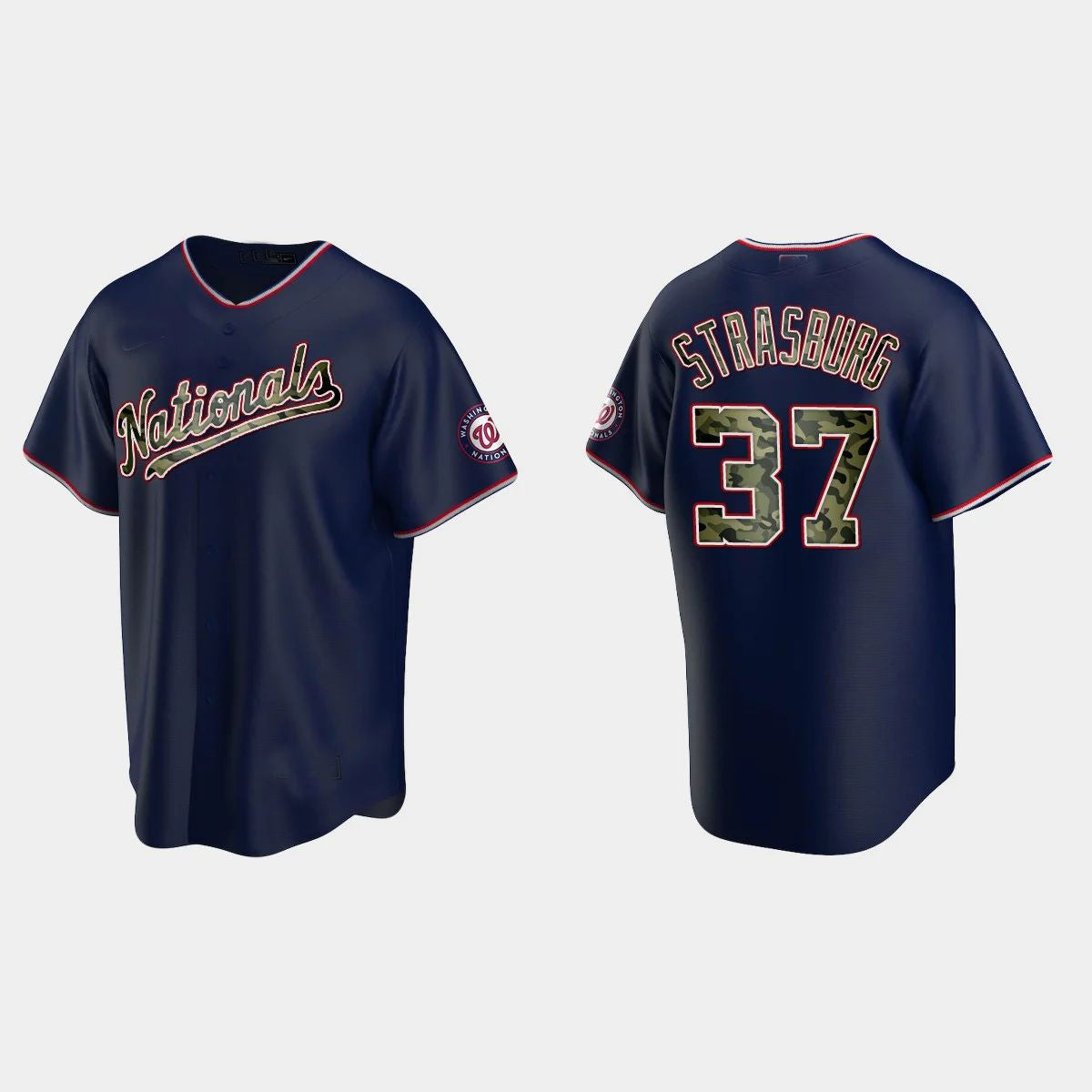 #37 STEPHEN STRASBURG WASHINGTON NATIONALS 2021 MEMORIAL DAY JERSEY ¨C NAVY Baseball Jerseys