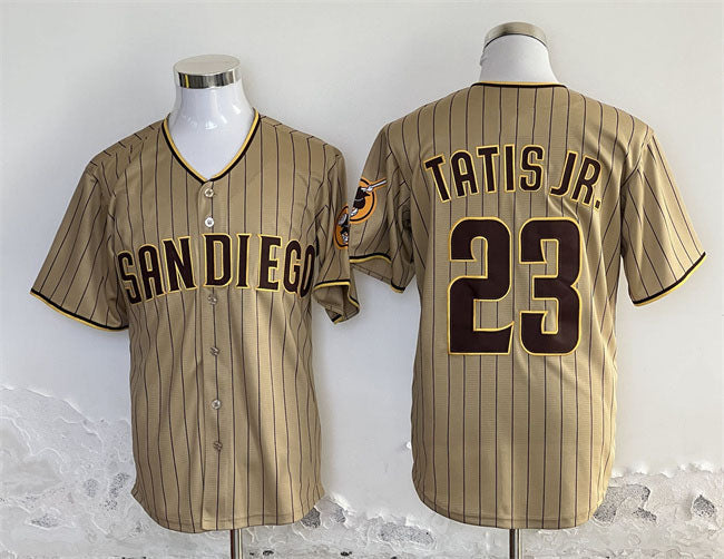 San Diego Padres #23 Fernando Tatis Jr. Tan Stitched Baseball Jersey