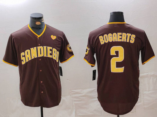 San Diego Padres #2 Xander Bogaerts Brown With PS Patch Cool Base Stitched Baseball Jersey