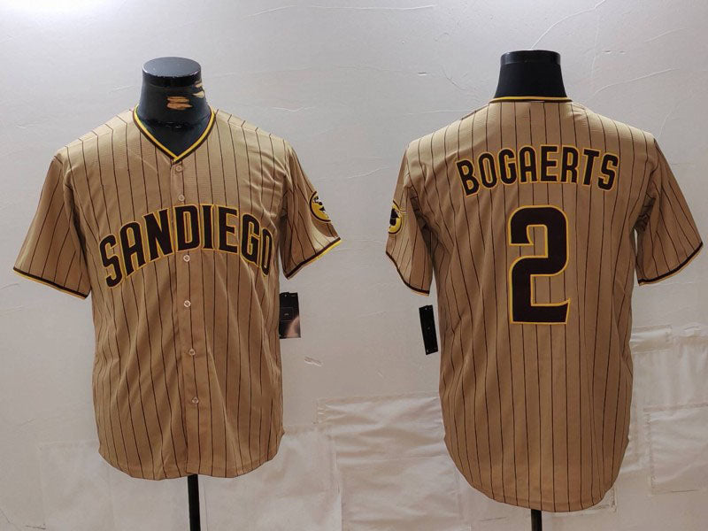 San Diego Padres #2 Xander Bogaerts Khaki Cool Base Stitched Baseball Jersey