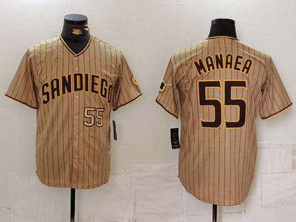 San Diego Padres #55 Sean Manaea Khaki Cool Base Stitched Baseball Jersey