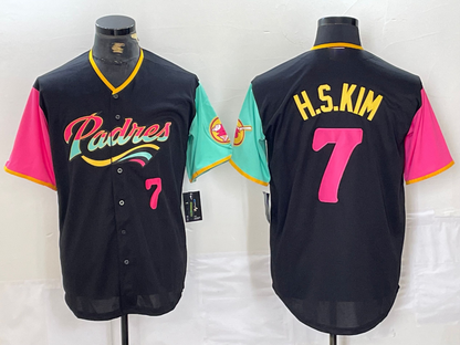 San Diego Padres #7 Ha Seong Kim Number Black NEW 2023 City Connect Cool Base Stitched Baseball Jerseys