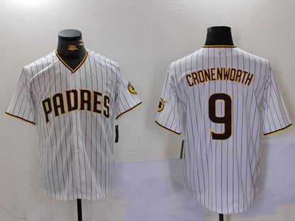 San Diego Padres #9 Jake Cronenworth White Team Logo Stitched Cool Base Baseball Jersey