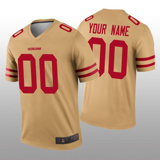 Custom San Francisco 49ers Gold Inverted Legend Jersey Stitched American Football Jerseys