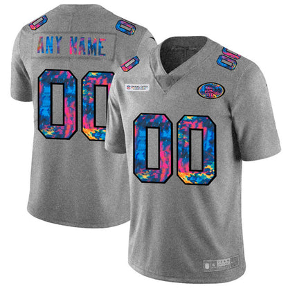 Custom San Francisco 49ers Multi-Color 2020 Crucial Catch Vapor Untouchable Limited Jersey Greyheather Stitched American Football Jerseys