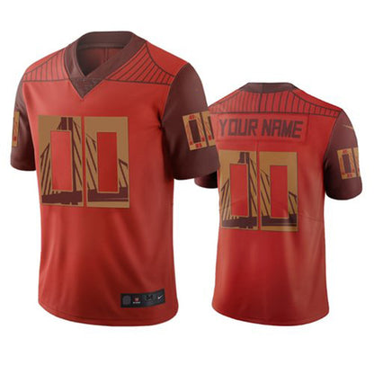 Custom San Francisco 49ers Orange Vapor Limited City Edition Jersey Stitched American Football Jerseys