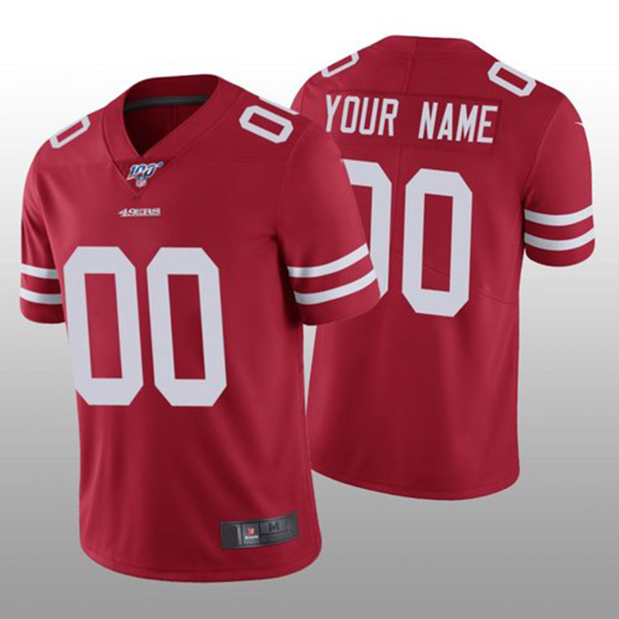 Custom San Francisco 49ers Scarlet Vapor Limited 100th Season Jersey Stitched American Football Jerseys