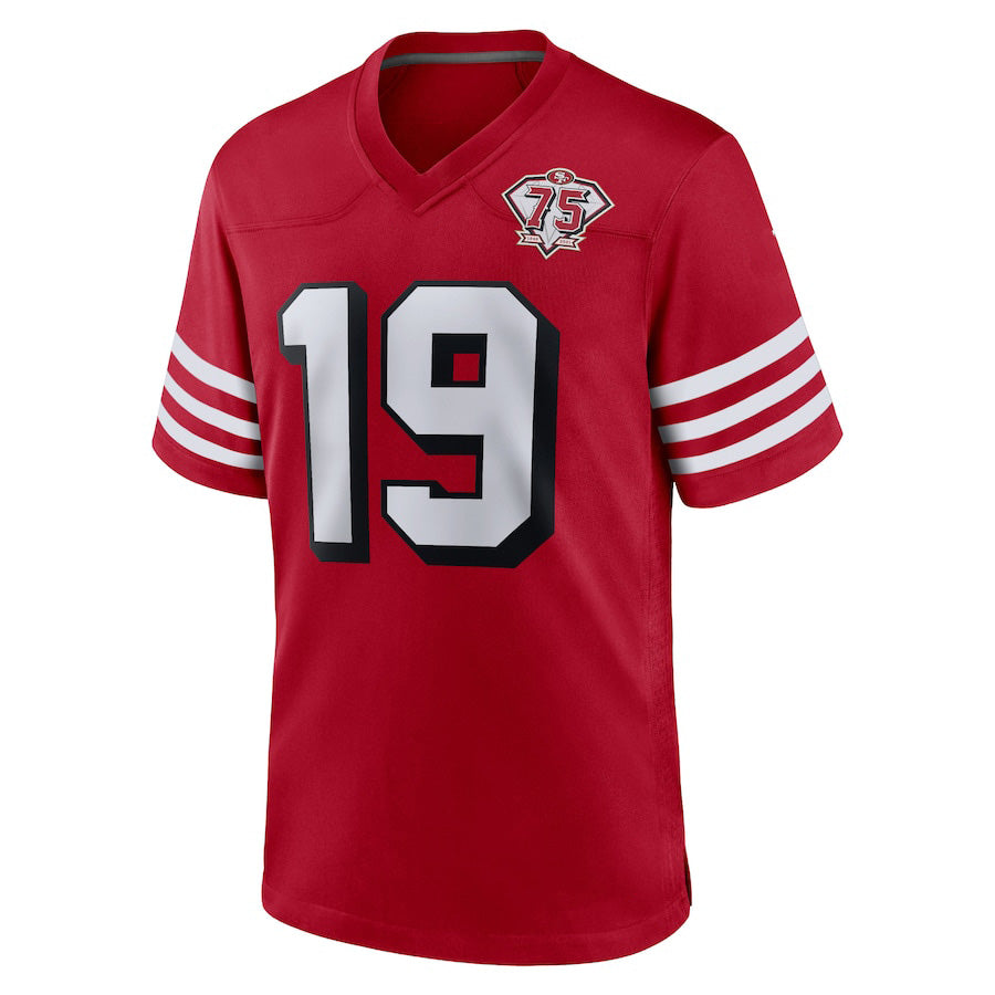 San Francisco 49ers #19 Deebo Samuel Scarlet 75th Anniversary Alternate White Stitched Game Jersey