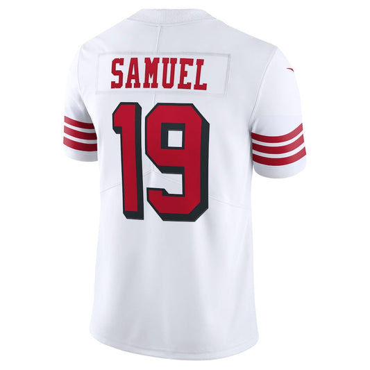 San Francisco 49ers #19 Deebo Samuel Scarlet 75th Anniversary Alternate White Stitched Game Jersey