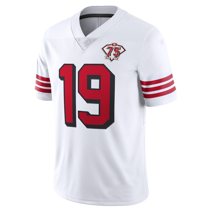 San Francisco 49ers #19 Deebo Samuel Scarlet 75th Anniversary Alternate White Stitched Game Jersey