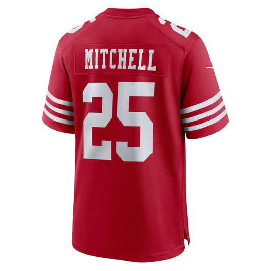 San Francisco 49ers #25 Elijah Mitchell Scarlet Team Player Game Jersey Stitched American Football Jerseys