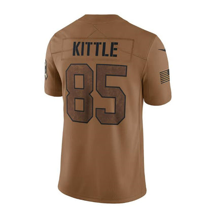 San Francisco 49ers #85 George Kittle Brown 2023 Salute To Service Limited Jersey Stitched American Football Jerseys