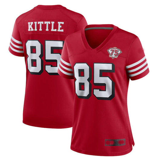 San Francisco 49ers #85 George Kittle Scarlet 75th Anniversary Alternate Game Jersey Football Jerseys