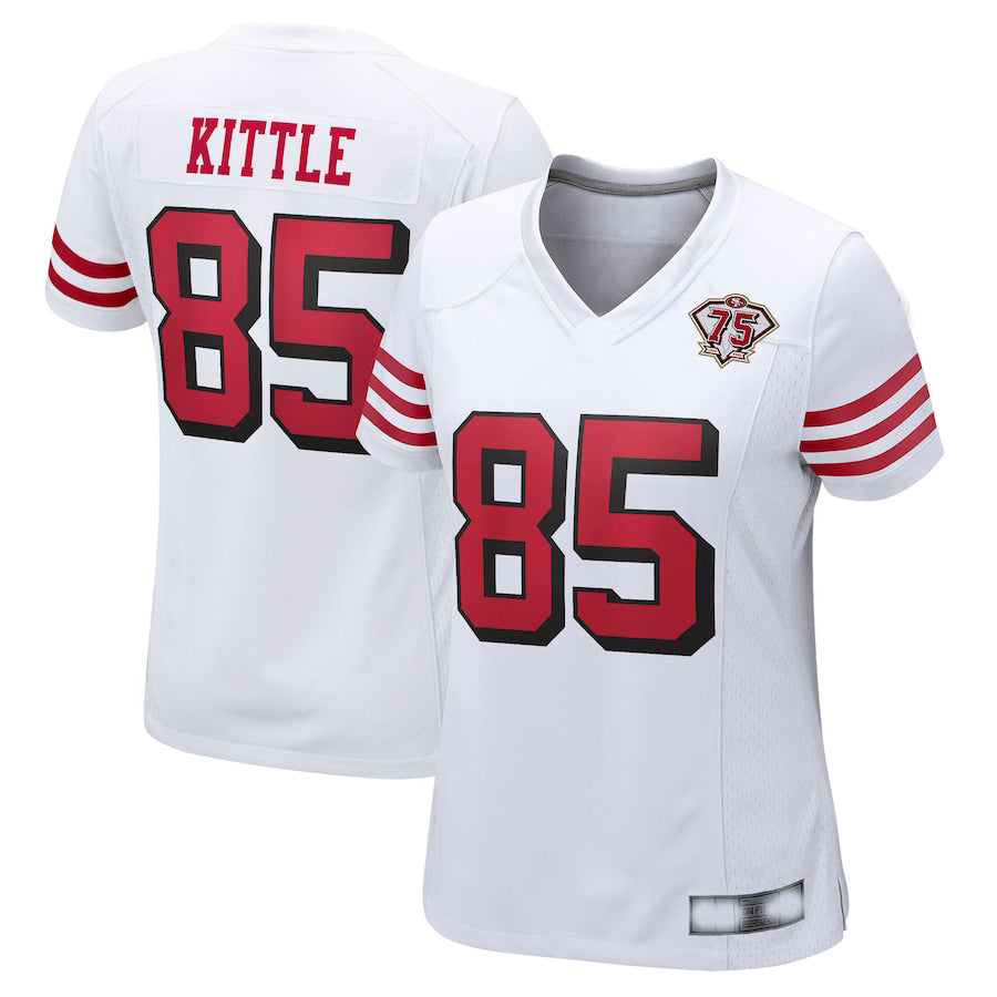 San Francisco 49ers #85 George Kittle  White 75th Anniversary 2nd Alternate Game Jersey Football Jerseys