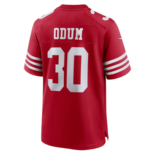 San Francisco 49ers #30 George Odum Scarlet Game Player Jersey Stitched American Football Jerseys