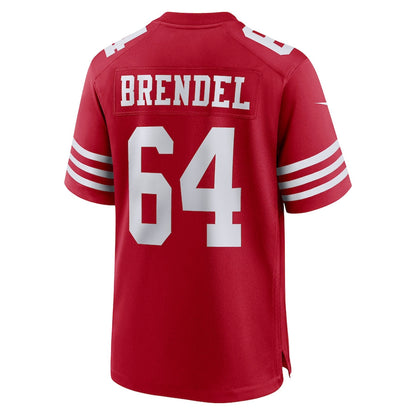 San Francisco 49ers #64 Jake Brendel Scarlet Game Player Jersey Stitched American Football Jerseys