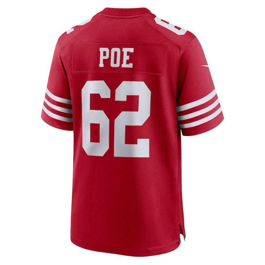 San Francisco 49ers #62 Jason Poe Scarlet Game Player Jersey Stitched American Football Jerseys