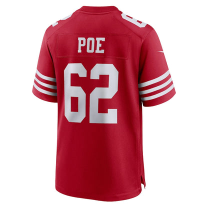 San Francisco 49ers #62 Jason Poe Scarlet Game Player Jersey Stitched American Football Jerseys