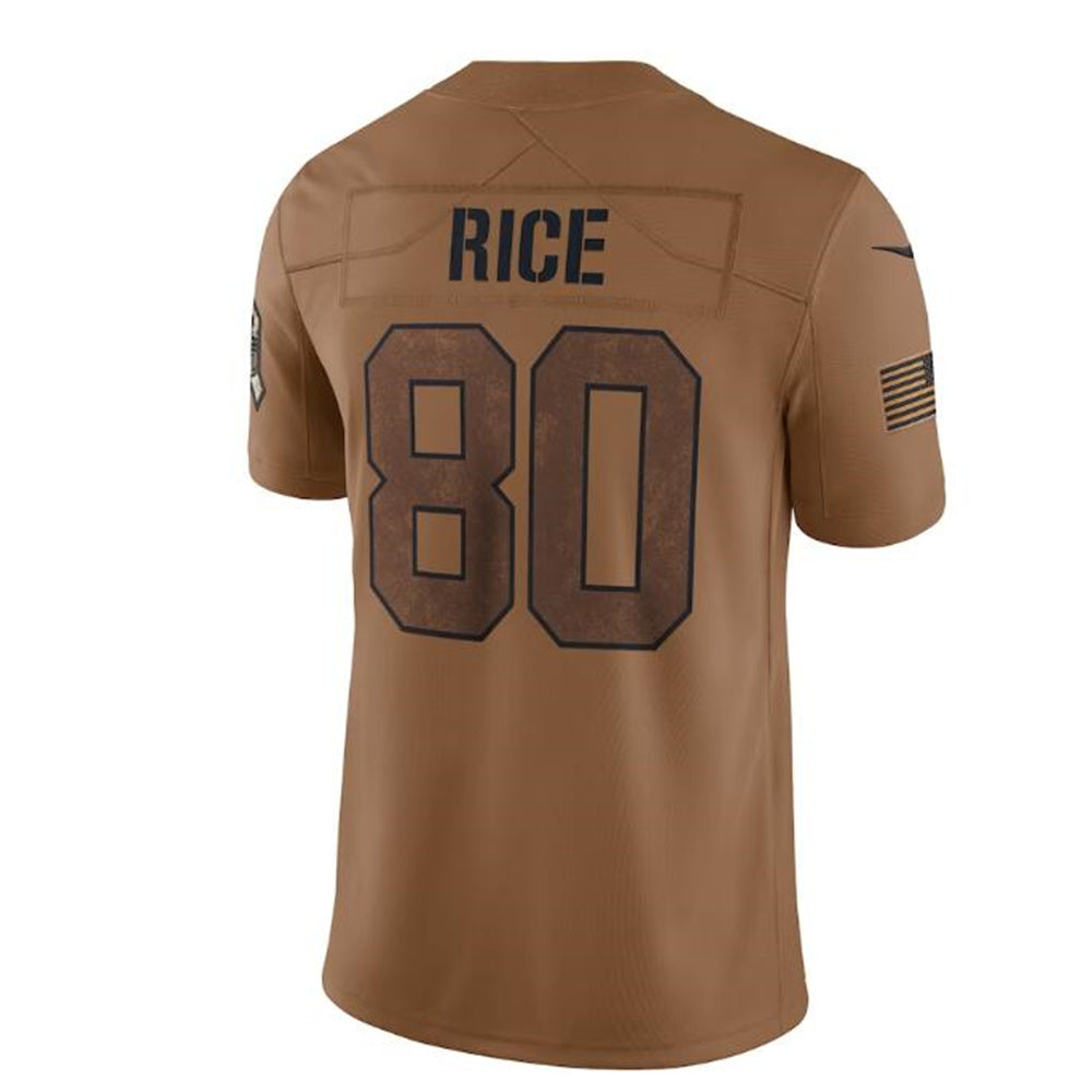 San Francisco 49ers #80 Jerry Rice Brown 2023 Salute To Service Retired Player Limited Jersey Stitched American Football Jerseys