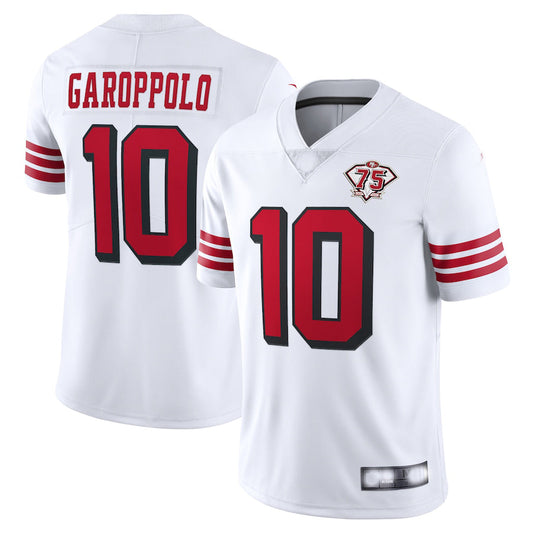 San Francisco 49ers #10 Jimmy Garoppolo White 75th Anniversary 2nd Alternate Vapor Limited Jersey Football Jerseys