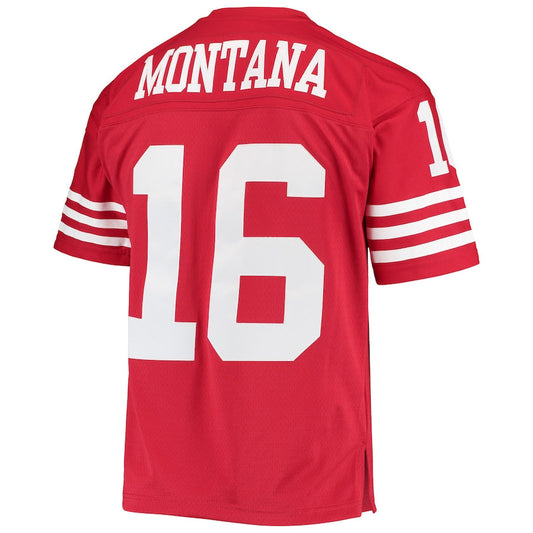 San Francisco 49ers #16 Joe Montana Mitchell & Ness Scarlet Legacy Replica Jersey Stitched American Football Jersey