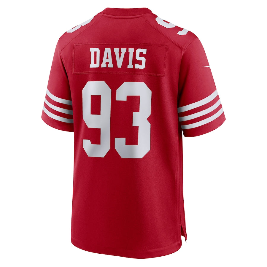 San Francisco 49ers #93 Kalia Davis Scarlet Game Player Jersey Stitched American Football Jerseys