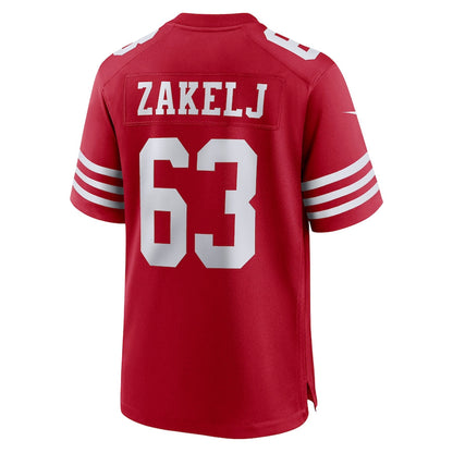 San Francisco 49ers #63 Nick Zakelj Scarlet Game Player Jersey Stitched American Football Jerseys