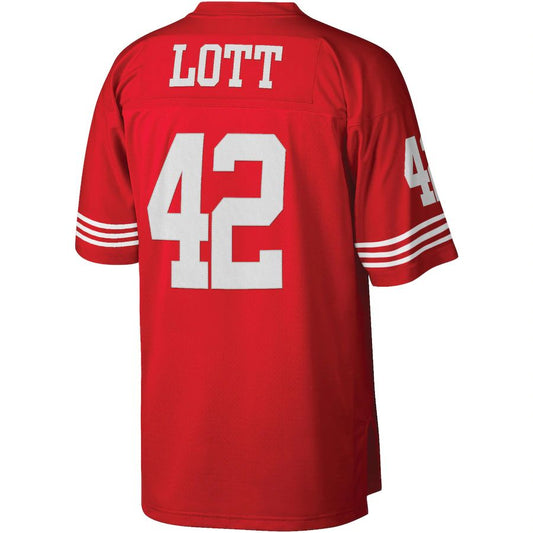 San Francisco 49ers #42 Ronnie Lott Mitchell & Ness Scarlet Legacy Replica Jersey Stitched American Football Jerseys