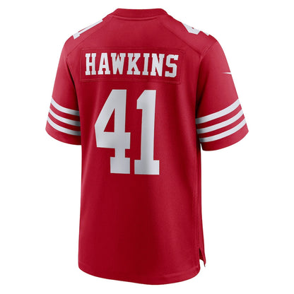 San Francisco 49ers #41 Tayler Hawkins Scarlet Game Player Jersey Stitched American Football Jerseys