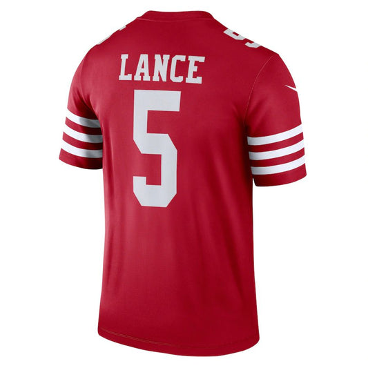 San Francisco 49ers #5 Trey Lance Scarlet Legend Jersey Stitched American Football Jerseys