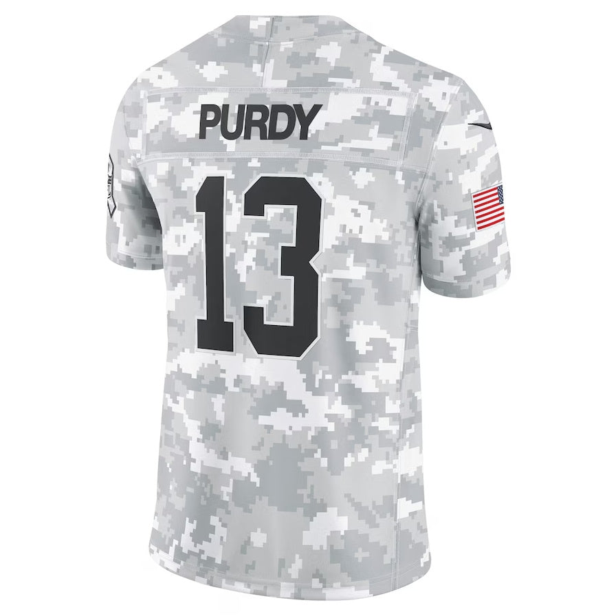 San Francisco 49ers #13 Brock Purdy Arctic Camo 2024 Salute to Service Limited Stitched American Football Jerseys