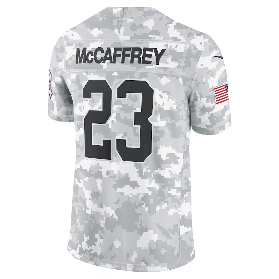 San Francisco 49ers #23 Christian McCaffrey Arctic Camo 2024 Salute to Service Limited Stitched American Football Jerseys