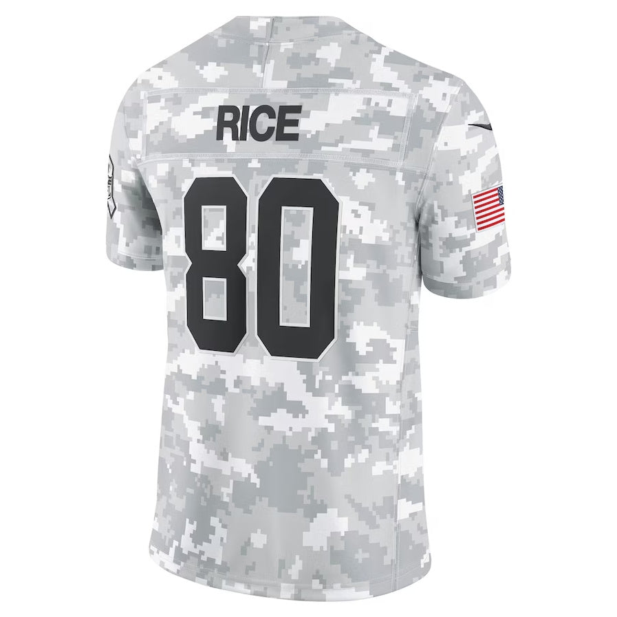 San Francisco 49ers #80 Jerry Rice Arctic Camo 2024 Salute to Service Limited Stitched American Football Jerseys