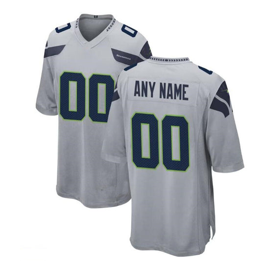 Custom S.Seahawks Gray Alternate Custom Game Jersey Stitched Football Jerseys