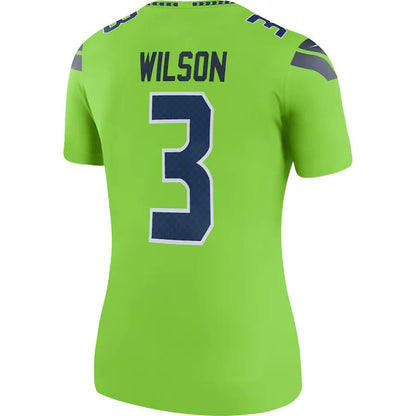 S.Seahawks #3 Russell Wilson  Neon Green Color Rush Legend Jersey Stitched American Football Jerseys