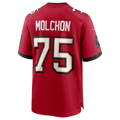 TB.Buccaneers #75 John Molchon Red Game Jersey Stitched American Football Jerseys