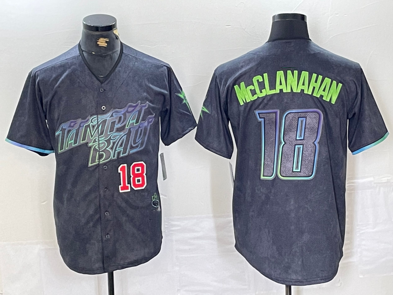 Tampa Bay Rays #18 Shane McClanahan Number Charcoal 2024 City Connect Limited Stitched Baseball Jersey