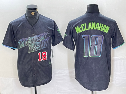 Tampa Bay Rays #18 Shane McClanahan Number Charcoal 2024 City Connect Limited Stitched Baseball Jersey