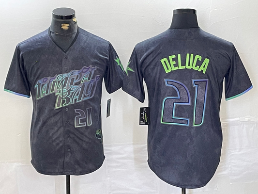 Tampa Bay Rays #21 Jonny DeLuca Charcoal 2024 City Connect Limited Stitched Baseball Jersey