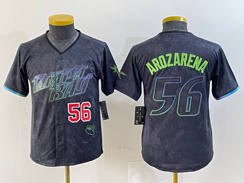 Tampa Bay Rays #56 Randy Arozarena Number Charcoal 2024 City Connect Limited Stitched Baseball Jersey