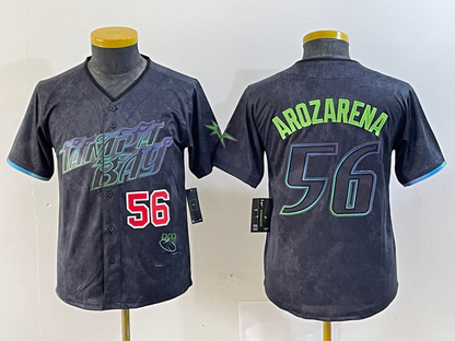 Tampa Bay Rays #56 Randy Arozarena Number Charcoal 2024 City Connect Limited Stitched Baseball Jersey