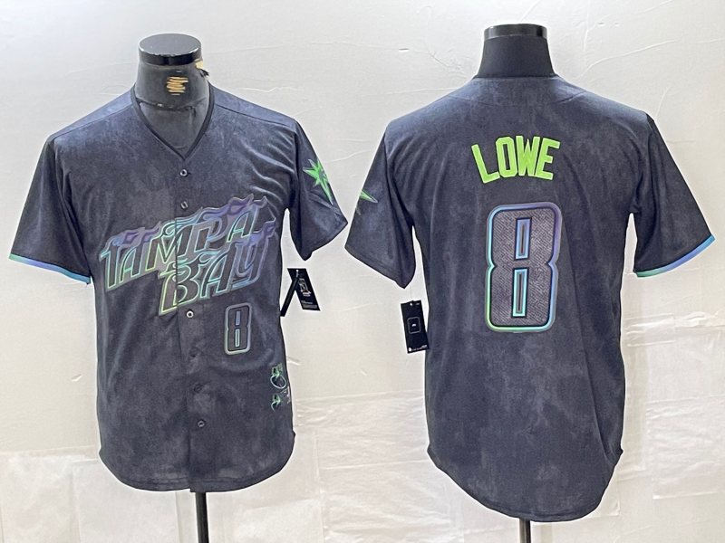 Tampa Bay Rays #8 Brandon Lowe Charcoal 2024 City Connect Limited Cool Base Baseball Jersey