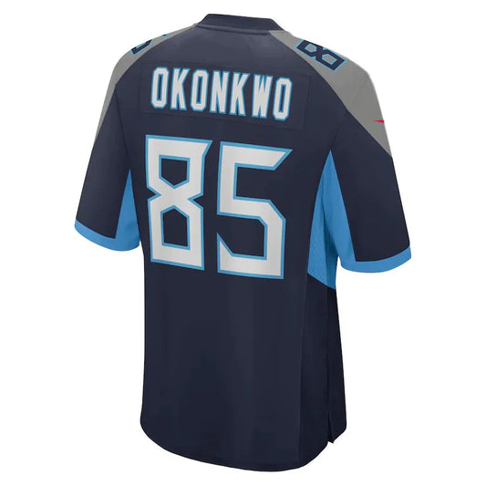 T.Titans #85 Chigoziem Okonkwo Navy Game Player Jersey Stitched American Football Jerseys